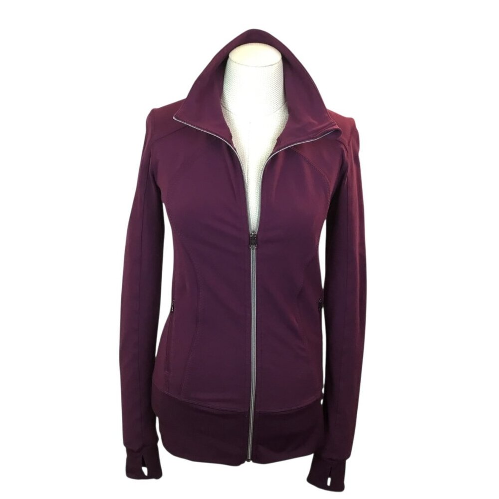 Lululemon Define Jacket Womens XS/S  Burgundy Full-Zip High Collar Thumbholes Ac